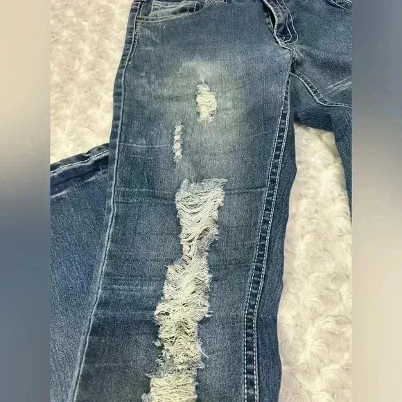 Blue Faith Women’s Skinny Distressed Blue Jeans - Picture 2 of 14